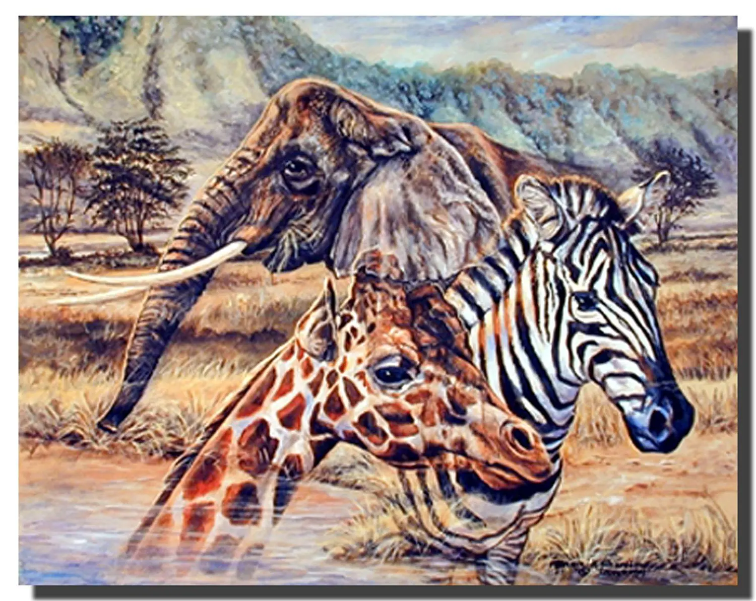 Animal African Art Find Deals On Line At Get Quotations African Zebra Giraffe Elephant Wildlife Animal Decor Art Print Poster 16x20