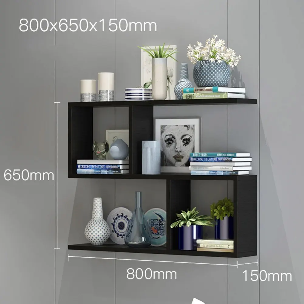 KLWJ Wood wall corner shelves set, Creative floating picture display shelf set decorative storage shelving bookshelf cross display wall shelf creative modern simple for living room-H