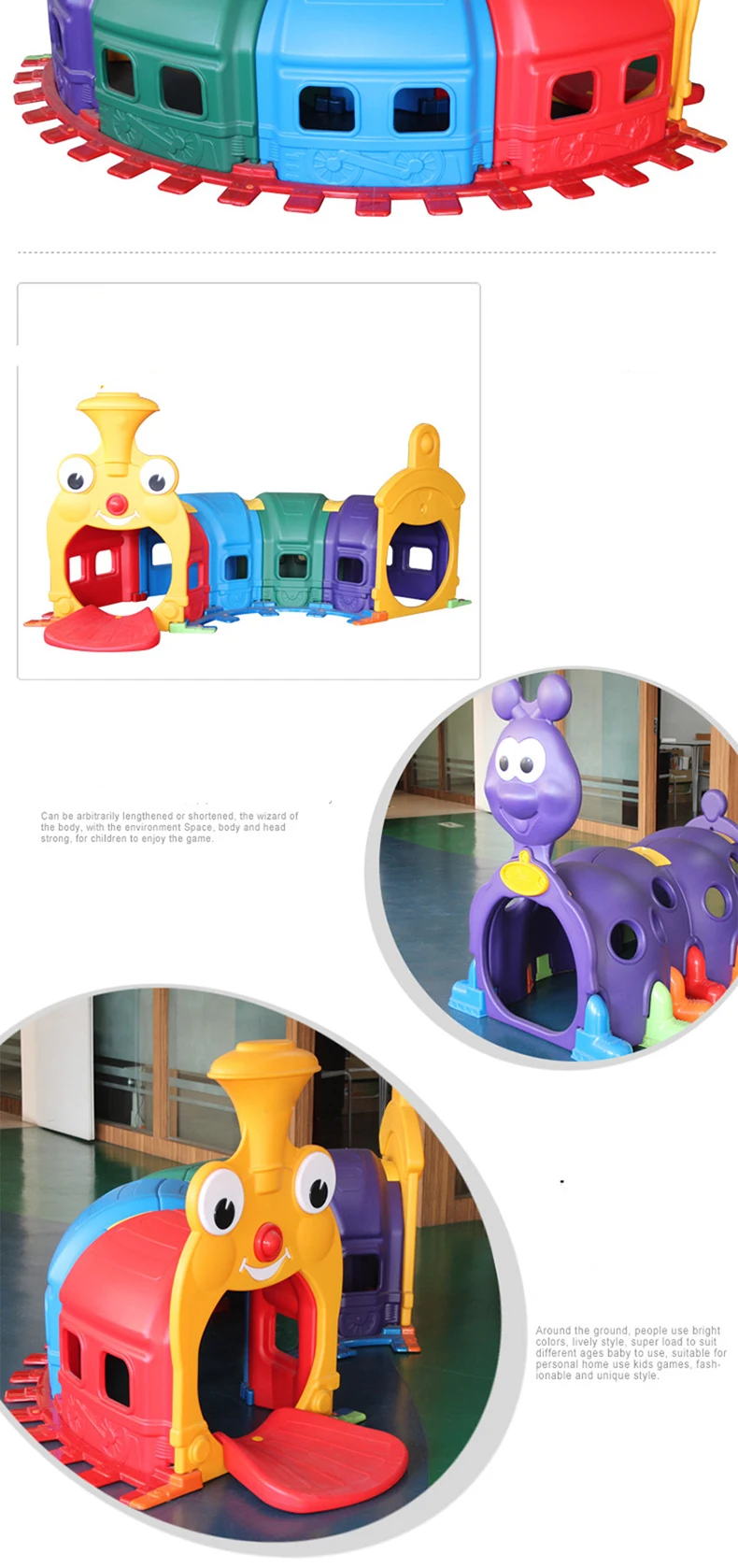 Kindergarten Child Colorful Plastic Caterpillar Climbing Tunnel Toys