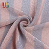 Pink and grey metallic stretch lurex jacquard striped jersey knit fabric