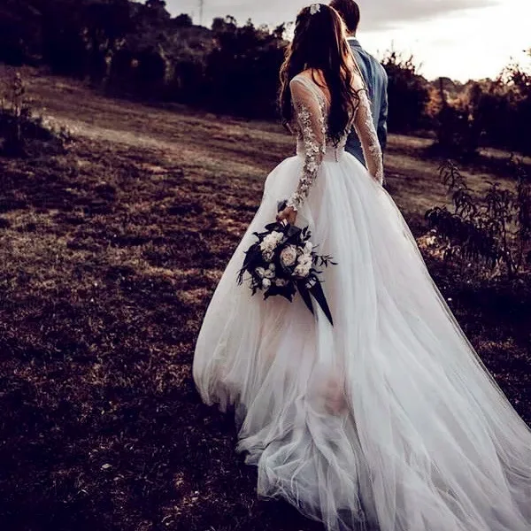 romantic long sleeve wedding dress