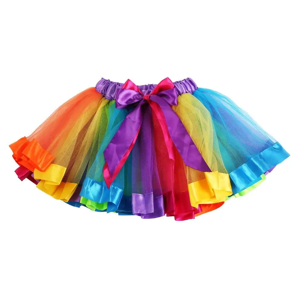 Bopika Layered Ballet Tulle Rainbow Tutu Skirt for Little Girls Dress up Rose Rainbow