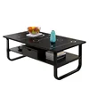 MS simple modern end table coffee table set wood with metal leg