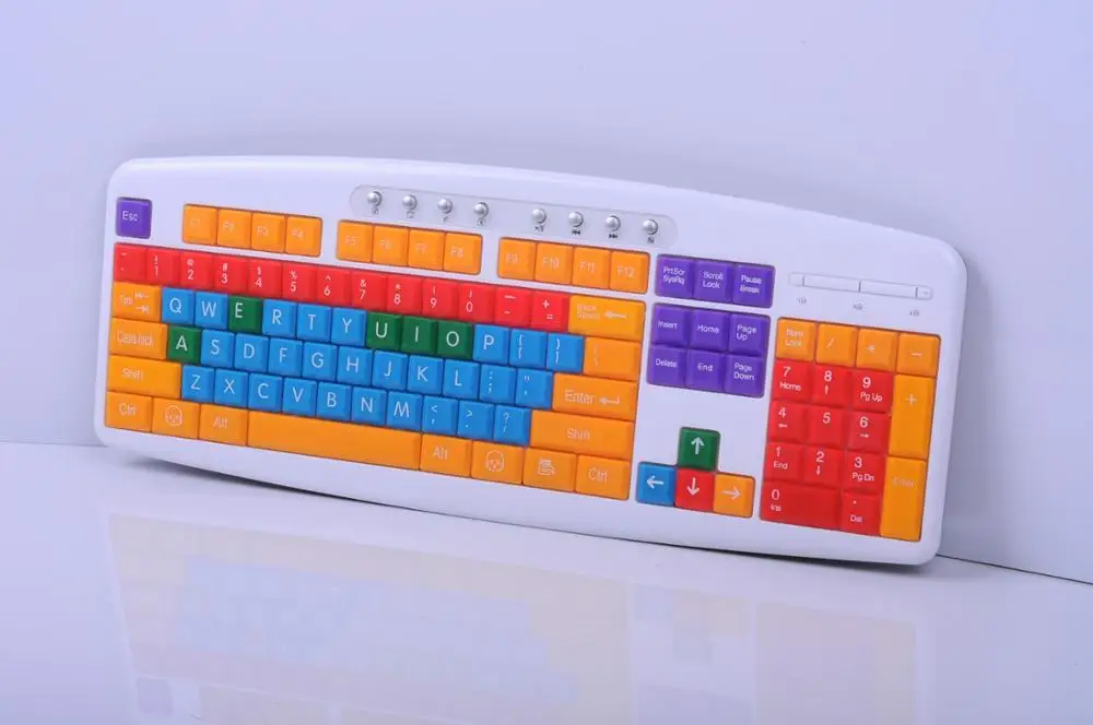 kids using big letter keyboard colorful keys wired usb
