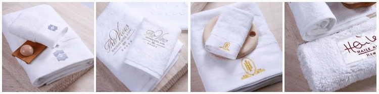 100% Cotton Five Star Luxury Embroidered White Hotel Large Bath Towel For Hilton