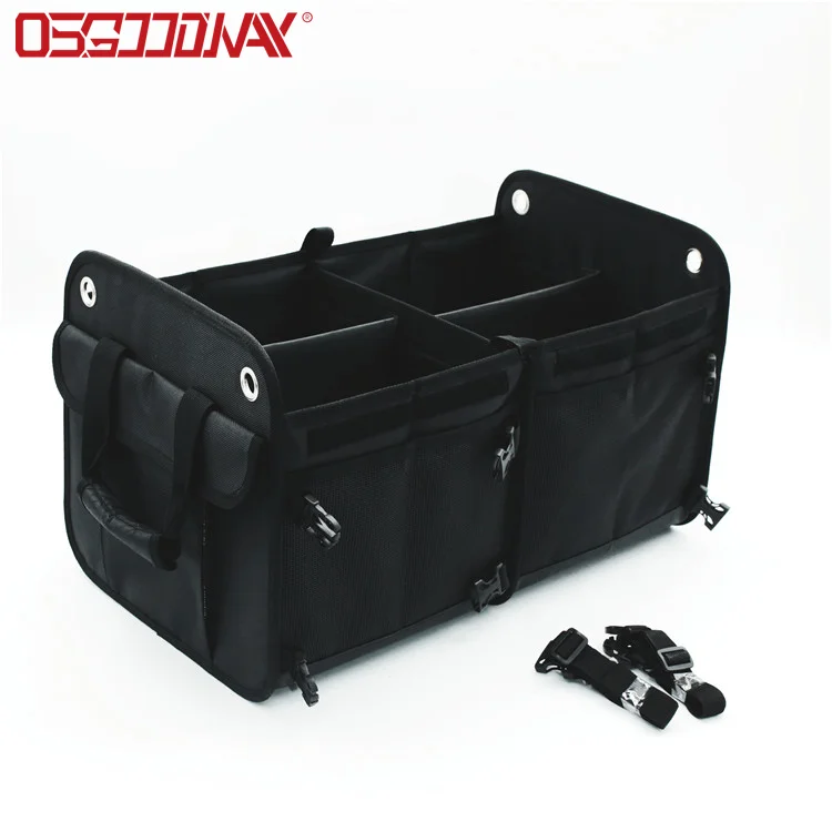 Osgoodway1 Cheaper Foldable 3 Compartment Storage Basket Box  Car  Organizer Bag with Cooler Bag