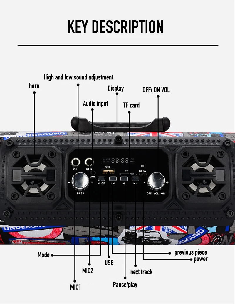 Hifi Portable wireless Speaker FM Radio Move KTV 3D Sound system Sound bar sub woofer portable column FM radio speaker - ANKUX.COM