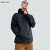 KY Hooded collar Zip fastening chin guard Underarm eyelet ventilation Functional pocket custom windbreaker jacket Black