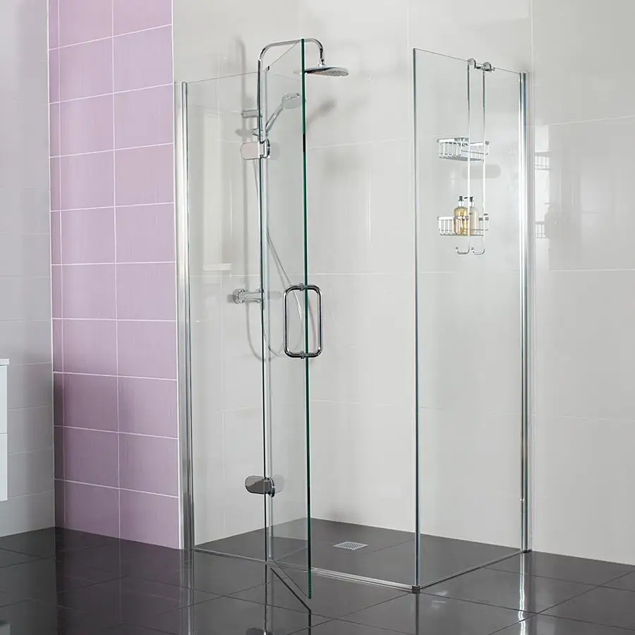 Custom shower room size half wall shower enclosure no tray