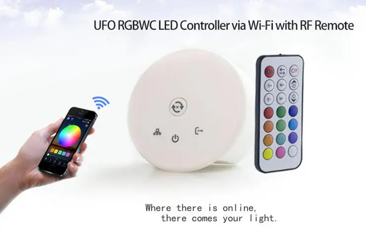 Hot selling! WiFi+RF wifi led rgbw rgb controller with 24key ir remote for led strip 5mm by SmartPhone
