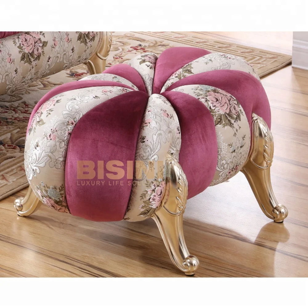 Jujube Red European Neoclassical Living Room Furniture Set Round Sofa Bench Pumpkin Stool View Elegant Living Room Furniture Sets Bisini Product