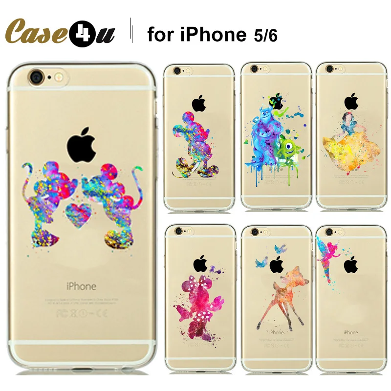 Cartoon Animal Kissing Mickey Minnie Mouse Soft Clear TPU Case for iPhone 6s 6 5S 5