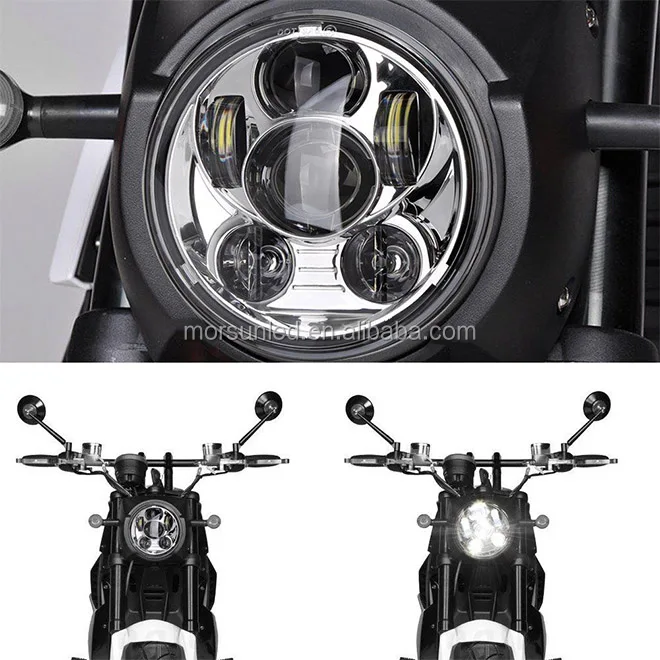 Harley 5.75" Led Headlight,Chrome & Black 53/4" Led Headlight 5.75