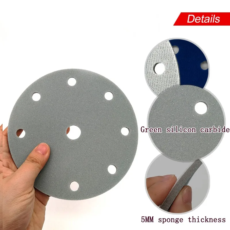 6inch 9holes Wet & Dry 3001500 Grit Abrasive Sponge Sanding Block Foam