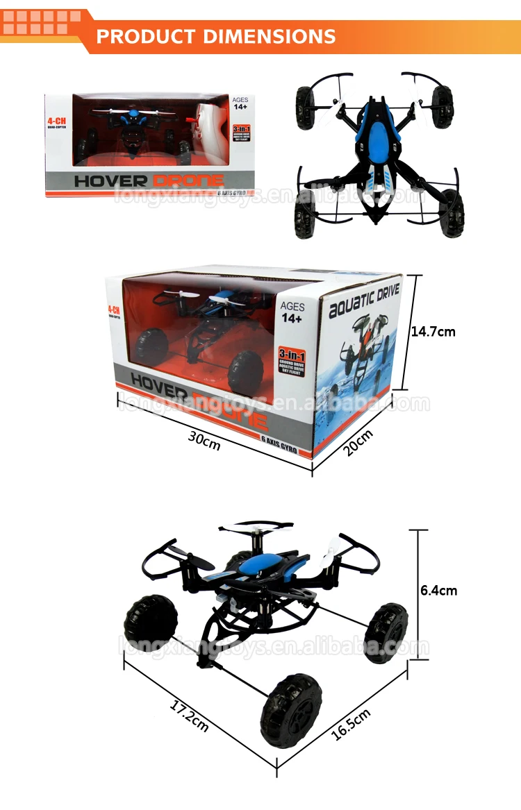 2.4G waterproof quadcopter mariner, Pattern Switchable land and water vehicle, waterproof rc drone with certificate