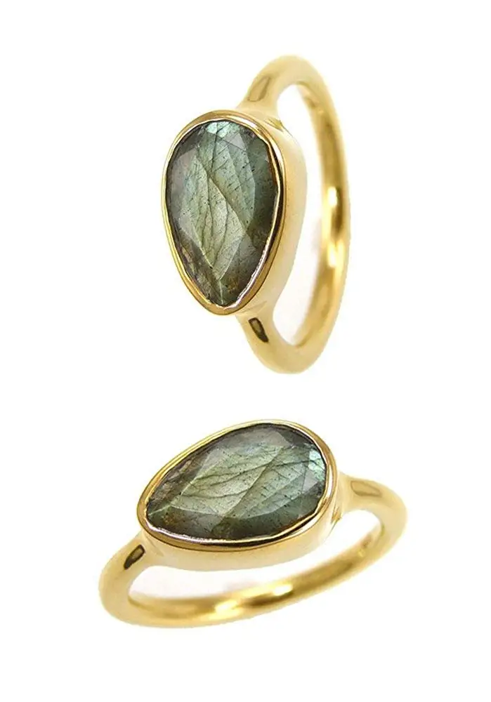 Nathis Rainbow Moonstone Round Prong Set Ring