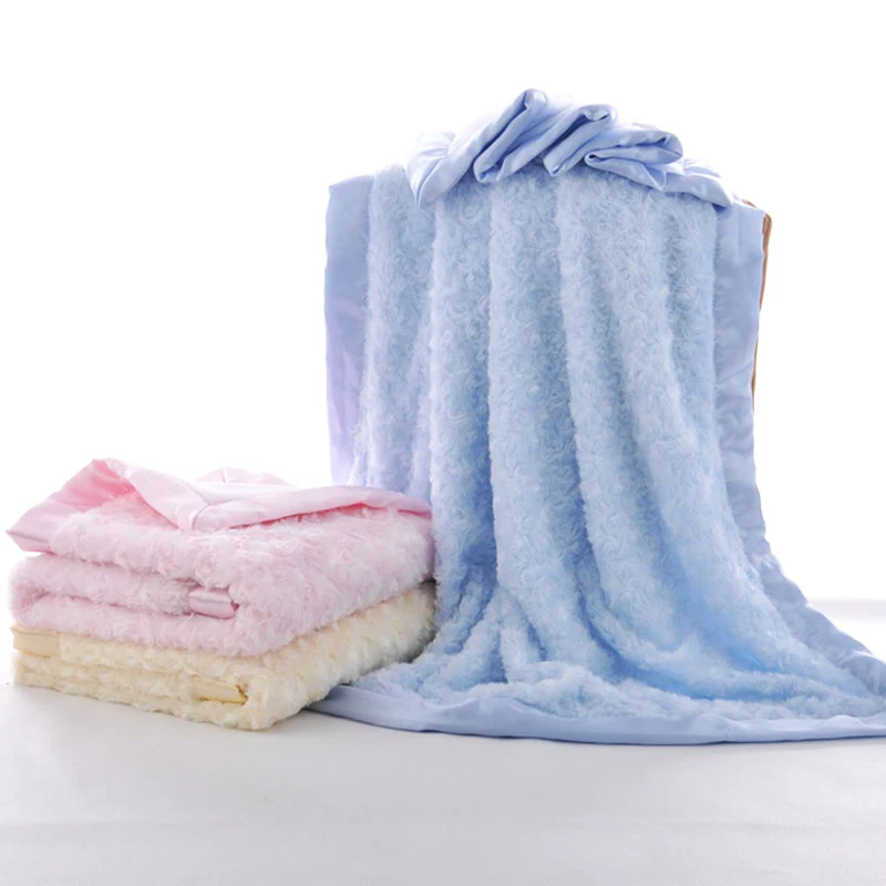 Super Soft 100 Polyester Microfiber Baby Fleece Blanket With Satin