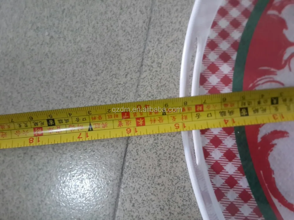 15 inch Melamine round tray Plastic food tray with handle