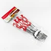 Hot sale 6pcs cute cow plastic handle tableware with opp bag