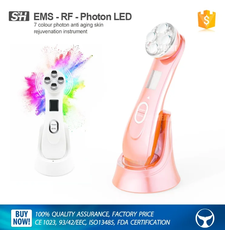 7 colors photon EMS + RF + LED radio frequency skin tightening / wrinkle removal facial machine for home use