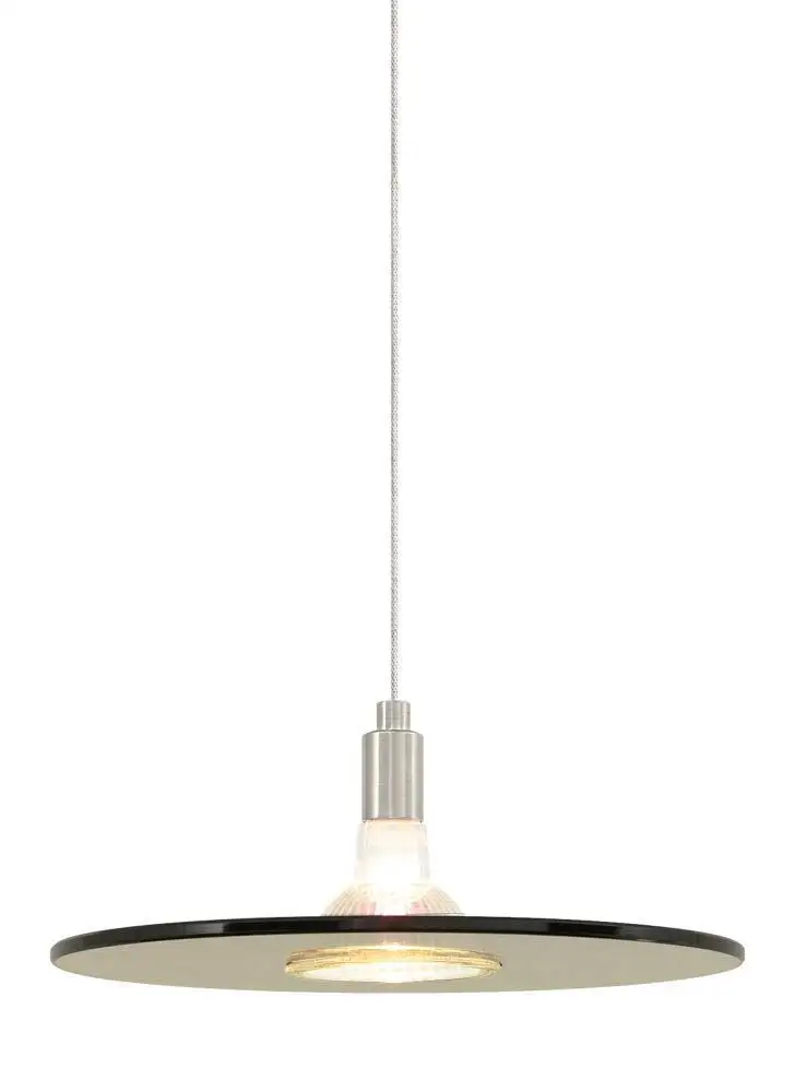 Tech Lighting 700MOBIZNS Biz 1 Light Mini Pendant in Satin Nickel with Havana Brown glass