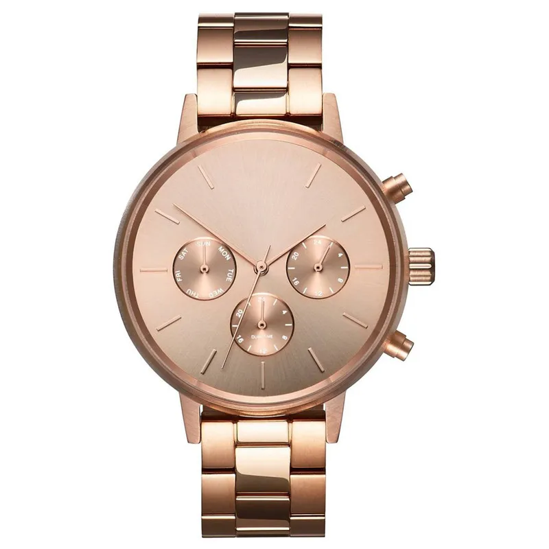 Gold plated brand your logo time force 5atm water resistant fashion women odm brand chronograph watch