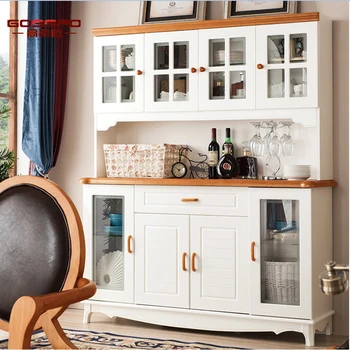 White Paint Wine Cabinet Modern Solid Wood Antique Wine Cabinet