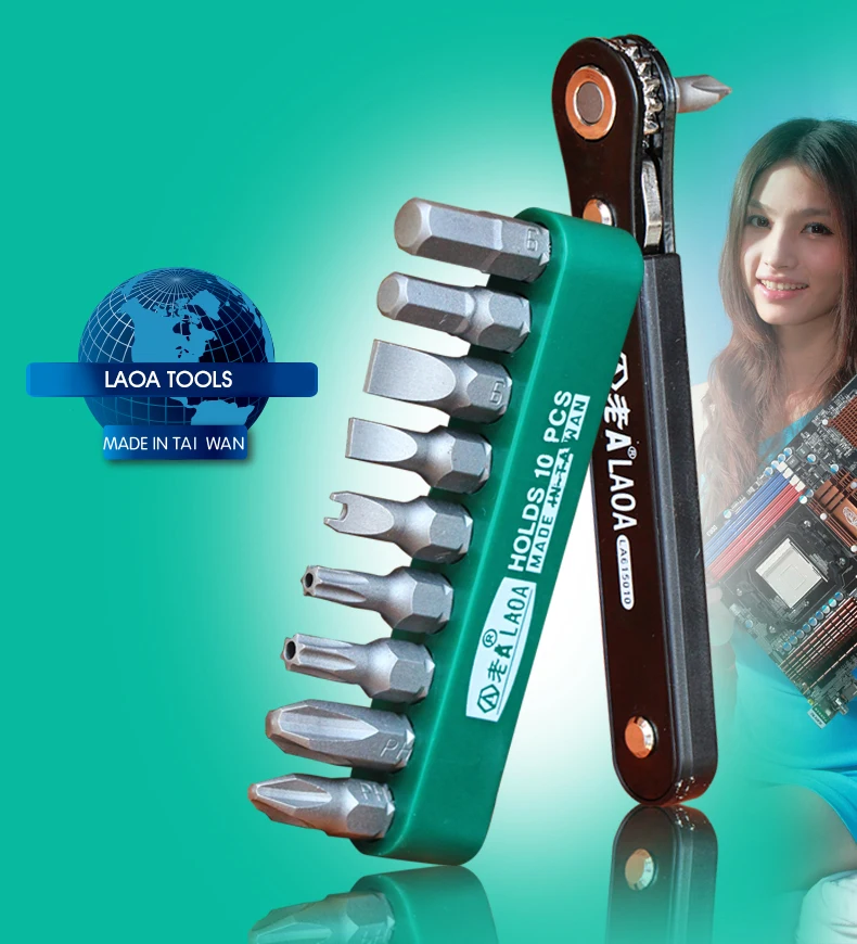 Laoa 10 In 1 Ratchet Screwdriver Set S2 Screwdrivers Forward And