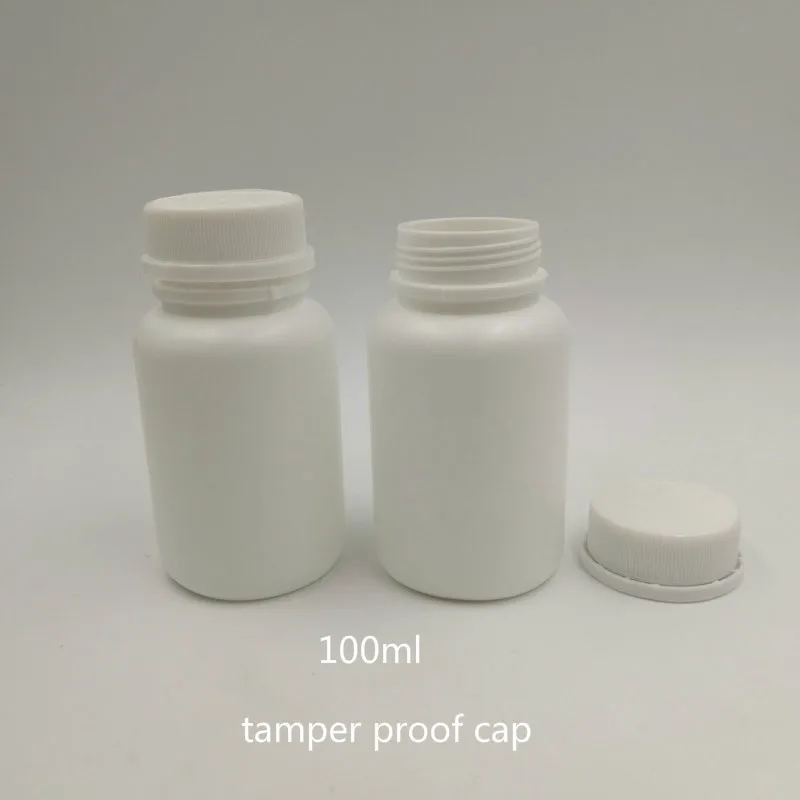 100ml 100cc Hdep White Plastic Tamper Evident Cap Capsule Pill Bottle