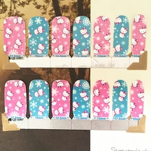 Pink Bule Cute Cartoon cat Nail Arts Nail Sticker Waterproof Nail Decal Sticker Gel Polish French