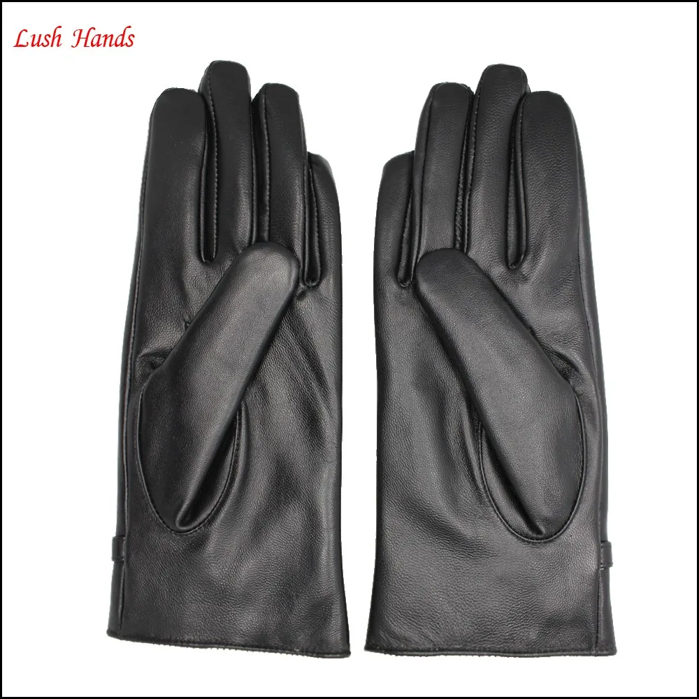 wholesale leather gloves with metal ring decorated women gloves