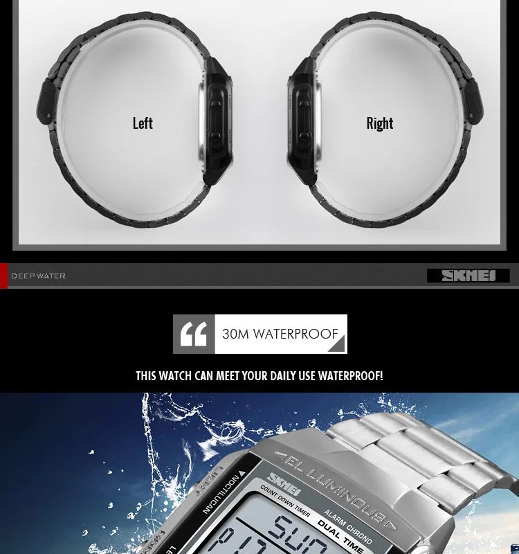 Роскошные брендовые наручные часы SKMEI 1381 с двойным временем из нержавеющей стали для мужчин