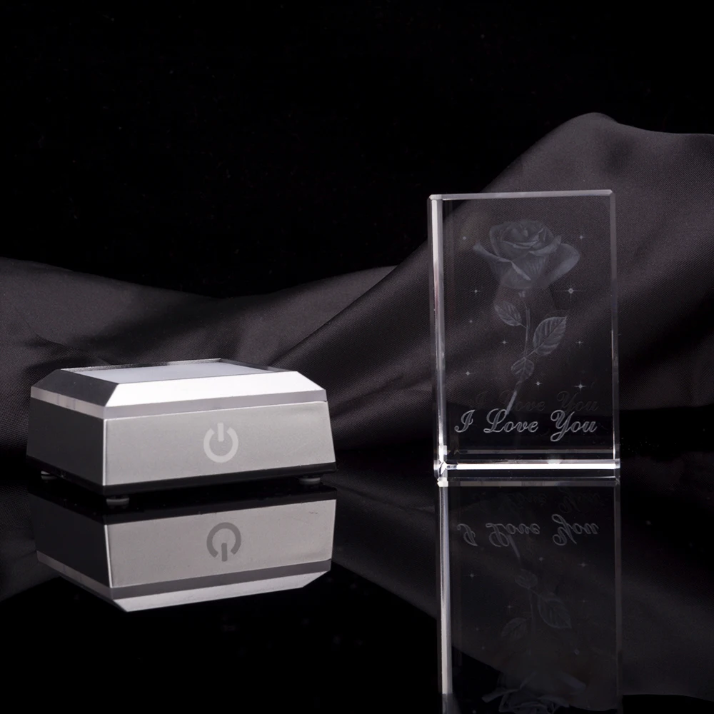 New Design 3d Laser Etched Crystal Blank Block Glass Cube With Led