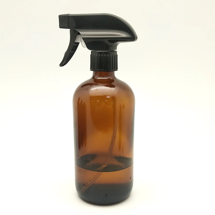 16oz Empty Amber Clear Blue Chemical Boston Round Glass Spray Bottle