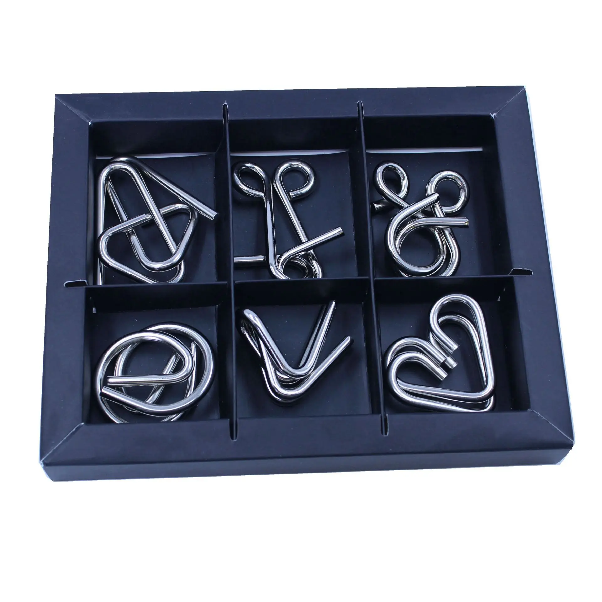 6pcsset Metal Puzzle Iq Wire Brain Teaser Game Metal Wire Puzzle For