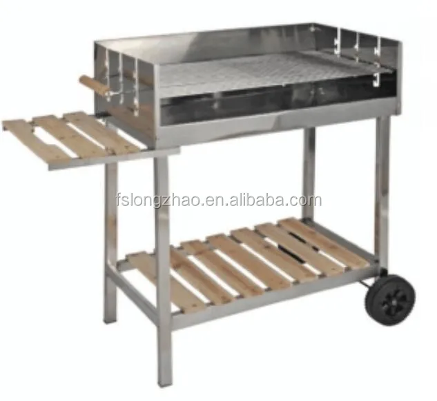 Rotisserie shop trolley stainless steel charcoal grill barbecue