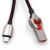 3.0A High-gloss shell USB data wire/Mirror metal nylon braided cable with indicator light LED/usb cord