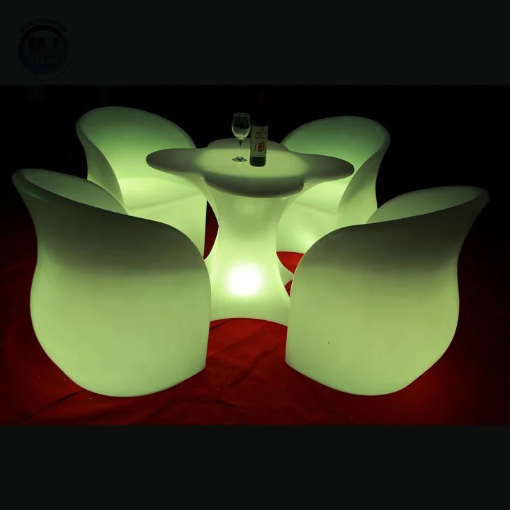 Modern design plastic lounge lighting table with remote control color changing