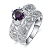 LZESHINE 2018 New Couple Sterling Silver Black Gemstone Openwork Double Ring CRI0485