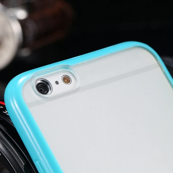TPU pc clear matte back case for iphone 6 bumper hard case Mix colors
