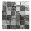 Roman Flower Pattern Gold Luxury Waterjet Marble Mix Metal Mosaic Glass Tile