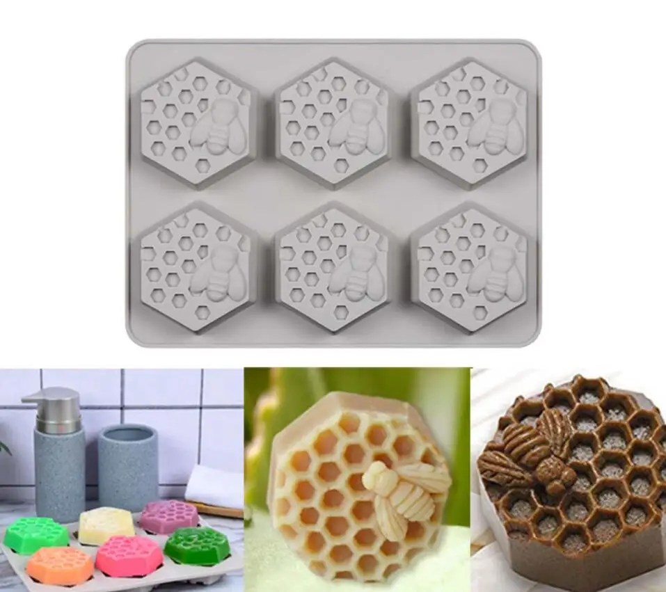 新款创意 6 孔蜜蜂蜂窝手工硅胶皂模 - buy 模具硅胶,硅模具制作,硅胶