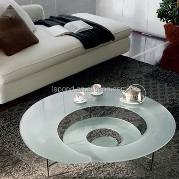 N772 Italia Style Spiral Glass Coffee Table Custom Design Twirl