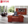 Executive desk central writing PU leather pad custom CEO office furniture set