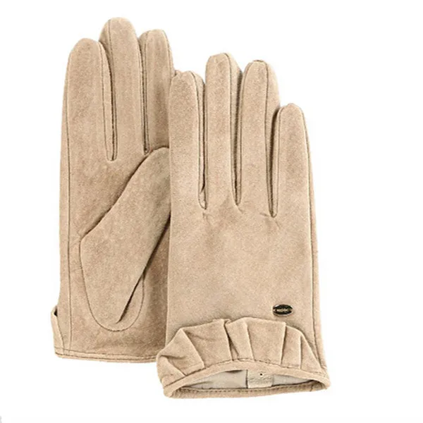 cheap leather glove short style with high quality suede leather glove for women