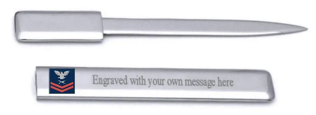 U.S Navy Red E-5 Cryptographic Technician CT Engraved Letter Opener