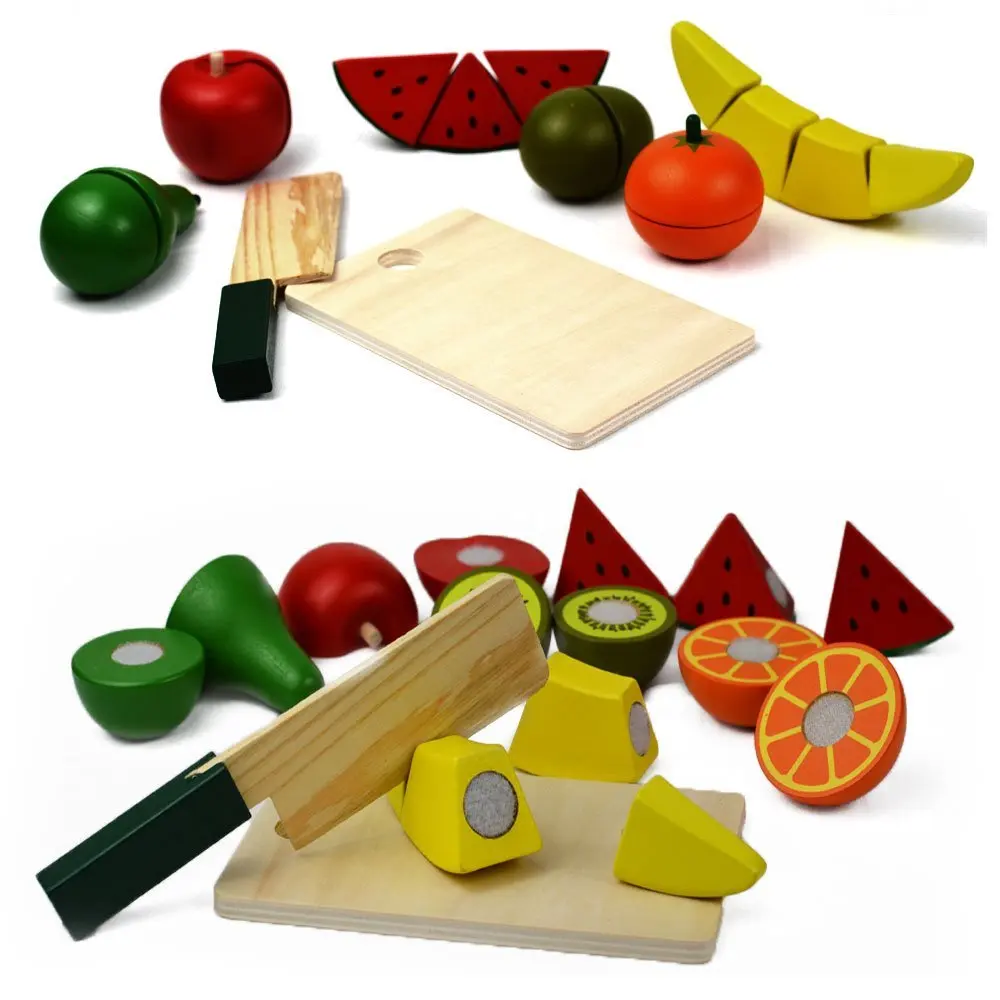 wooden toy food set