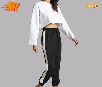 black nylon track pants