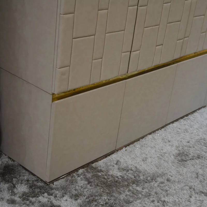 International designer bedroom furniture design luxury shiny stainless steel wardrobe