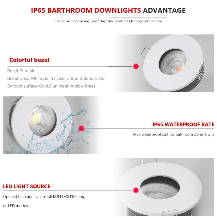 Led Ceiling Lights Gu10 G5 3 Fixed Round Bathroom Showers Ip65 Led